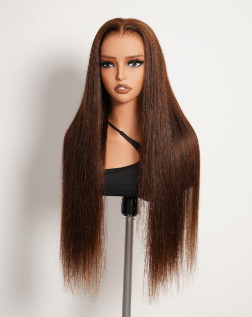 Luxury Straight Chestnut Brown Glueless 13X6 Lace Front Wig